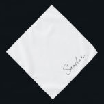 Minimalist Script Personalised Pet Name White Pet Bandana<br><div class="desc">Minimalist white...  personalised with your pet's name in modern script. Background colour,  and text style,  size and colour can be changed,  using the edit menu.</div>