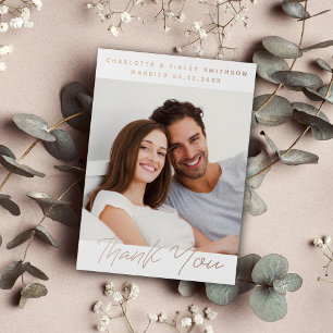 Minimalist Script Personalised Wedding Thank You Foil Holiday Card
