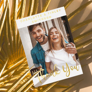 Minimalist Script Personalised Wedding Thank You Foil Holiday Card