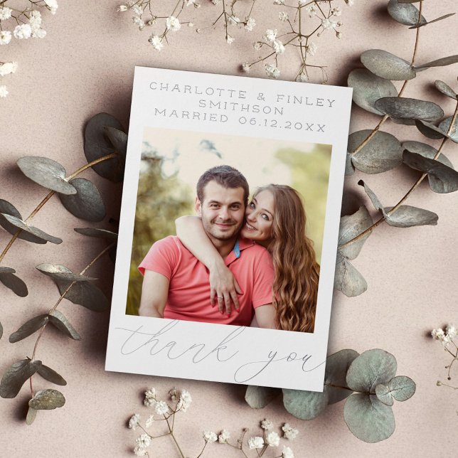   Minimalist Script Personalised Wedding Thank You Foil Holiday Card (Creator Uploaded)