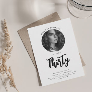 Minimalist Script Photo 30th Birthday Party Invitation