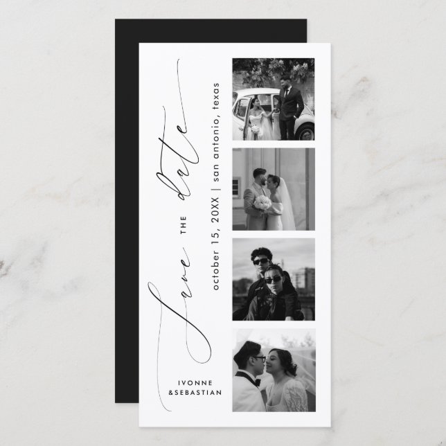 Minimalist Script Photo Bookmark Elegant Wedding Save The Date (Front/Back)