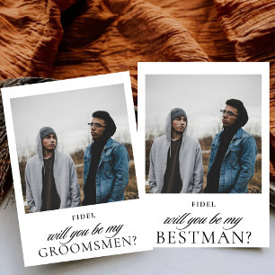 Minimalist Script Photo Groomsmen Proposal  Invitation