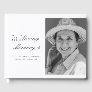 Minimalist Script Photo Memorial Funeral Guest Book