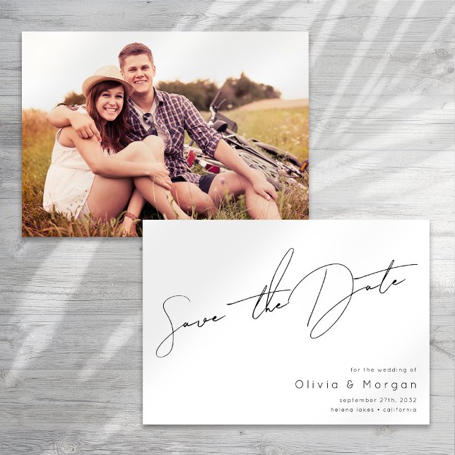Minimalist Script Photo Wedding Save The Date (Creator Uploaded)