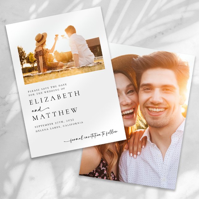 Minimalist Script Photo Wedding Save The Date (Creator Uploaded)