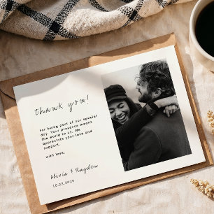 Minimalist Script Photo Wedding Thank You Card