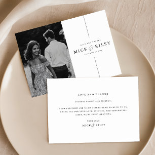 Minimalist Script Photo Wedding Thank You Card