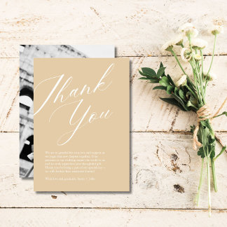 Minimalist Script Photo Wedding Thank You Card