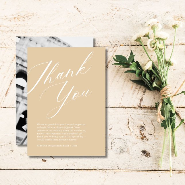 Minimalist Script Photo Wedding Thank You Card (Minimalist Script Photo Wedding Thank You Card)