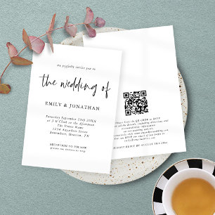 Minimalist Script QR Code Any Colour Wedding Invitation