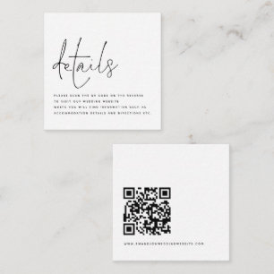 Minimalist Script QR Code Wedding Details Enclosure Card