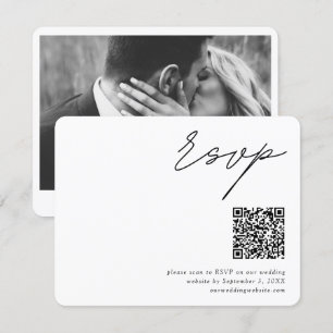 Minimalist Script QR Code Wedding RSVP Enclosure Card