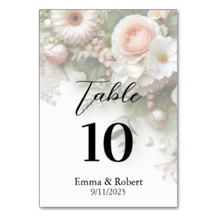 Minimalist Script Roses Wedding Seating Plan Table Number
