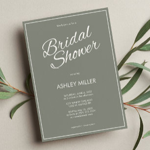 Minimalist Script Sage Green Bridal Shower Invitation
