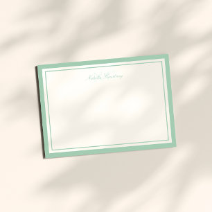 Minimalist Script Sage Green Two Border Monogram Card