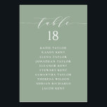 Minimalist Script Sage Green Wedding Seating Plan Table Number<br><div class="desc">Customisable table number seating plan. It features a sage green whimsical script and classic typography. Personalise by adding your own details. This minimalist table seating plan is perfect for weddings,  baby showers,  bridal showers,  birthdays,  and so much more.</div>