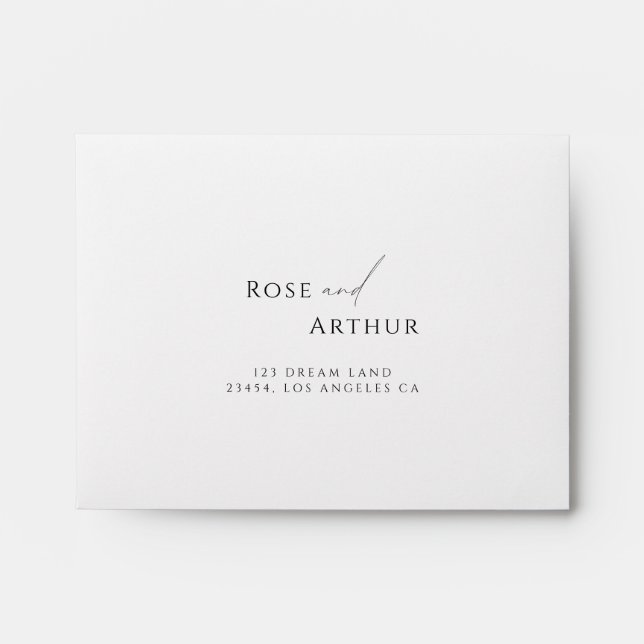 Minimalist Script Self Addressed RSVP Envelope (Front)