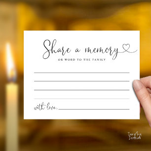 Minimalist Script Share a Memory Funeral Note Card