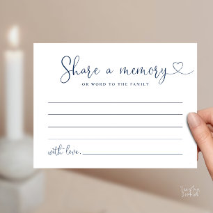 Minimalist Script Share a Memory Funeral Note Card