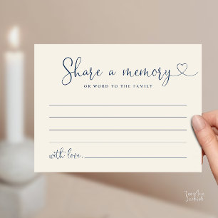 Minimalist Script Share a Memory Funeral Note Card