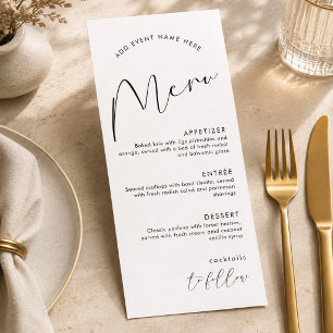 Minimalist Script Simple Corporate Event Dinner Menu