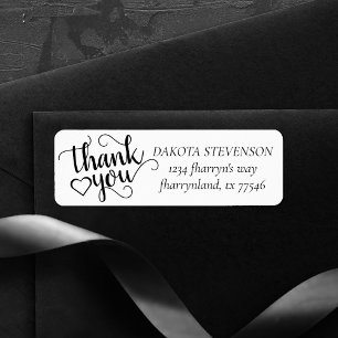Minimalist Script   Simple Heart Thank You Address Return Address Label