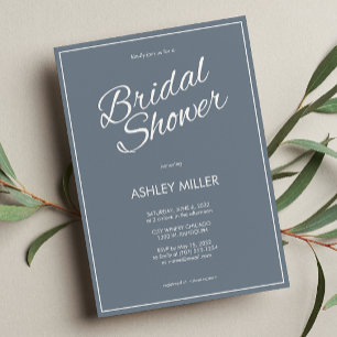 Minimalist Script Slate Grey Bridal Shower Invitation