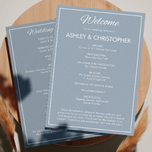 Minimalist Script Slate Grey Wedding Program