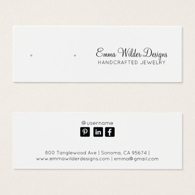 Minimalist Script Stud Earring Display Card (Front & Back)