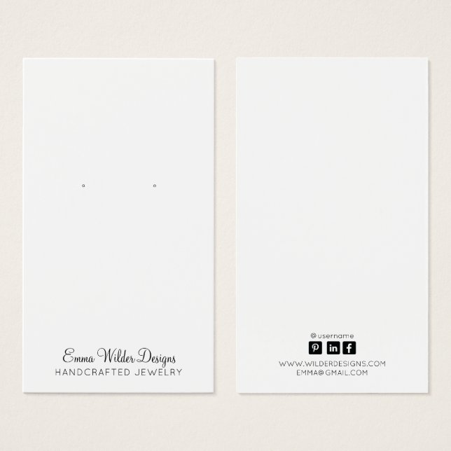 Minimalist Script Stud Earring Display Card (Front & Back)