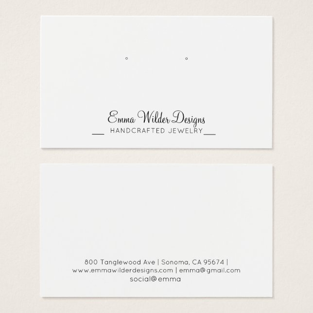 Minimalist Script Stud Earring Display Card (Front & Back)