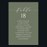 Minimalist Script Taupe Green Wedding Seating Plan Table Number<br><div class="desc">Add a touch of charm to your event with our customisable table seating cards, designed with delightful whimsical script. Perfect for weddings, parties, or any special gathering, these cards will help guide your guests to their seats in style. Customise each taupe green table seating card with guest names and table...</div>