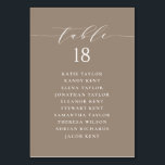 Minimalist Script Taupe Wedding Seating Plan Table Number<br><div class="desc">Customisable table number seating plan. It features a whimsical script and classic typography. Personalise by adding your own details. This minimalist table seating plan is perfect for any weddings,  baby showers,  bridal showers,  birthdays,  and so much more.</div>