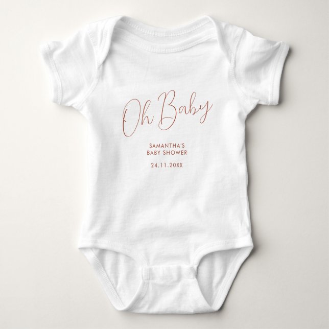Minimalist Script terracotta Oh Baby gift Baby Bodysuit (Front)