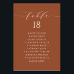 Minimalist Script Terracotta Wedding Seating Plan Table Number<br><div class="desc">Customisable table number seating plan. It features a terracotta whimsical script and classic typography. Personalise by adding your own details. This minimalist table seating plan is perfect for any weddings,  baby showers,  bridal showers,  birthdays,  and so much more.</div>