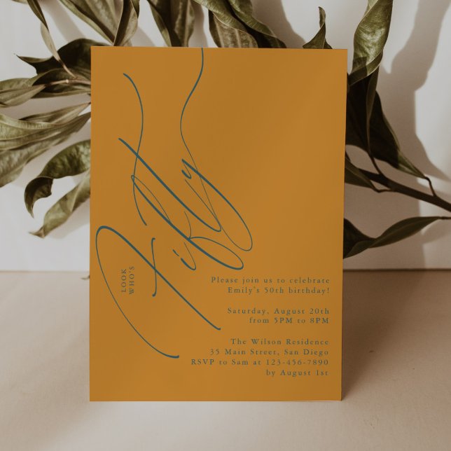 Minimalist Script Typography 50th Birthday Party Invitation (Creator Uploaded)
