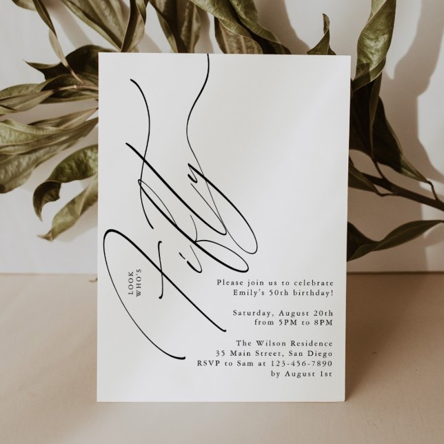 Minimalist Script Typography 50th Birthday Party Invitation (Creator Uploaded)