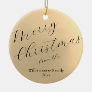 Minimalist Script Typography Merry Christmas Ceramic Ornament