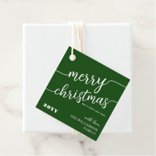 Minimalist Script Typography Merry Christmas Chic Favour Tags