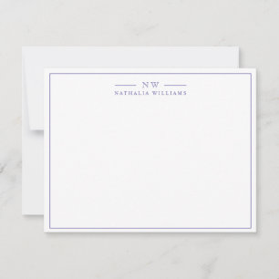 Minimalist Script Very Peri with Border Monogram Card