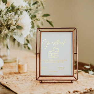 Minimalist script weddding photo guestbook sign
