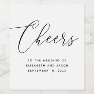Minimalist Script Wedding   Elegant Calligraphy Wine Label