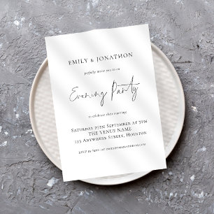 Minimalist Script Wedding Evening Party Invitation