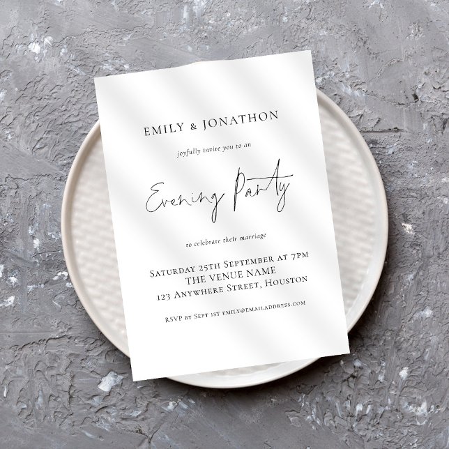 Minimalist Script Wedding Evening Party  Invitation (Creator Uploaded)