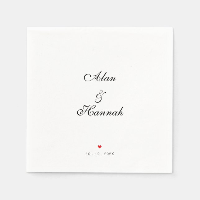 Minimalist Script Wedding or Anniversary Napkin (Front)