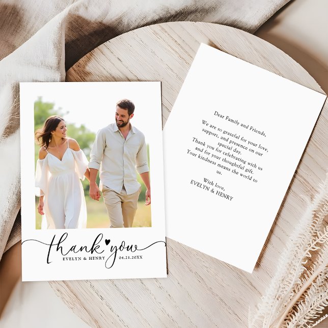 Minimalist Script Wedding Photo Budget Thank You  Card (Creator Uploaded)