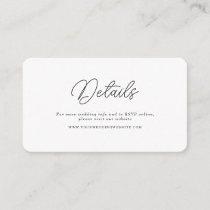 Minimalist Script Wedding QR Code Details Card