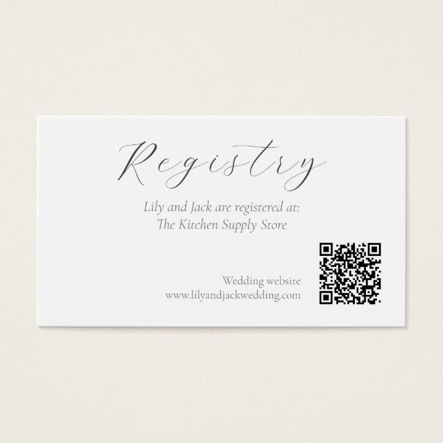 Minimalist Script Wedding Registry Profile Card (Front)