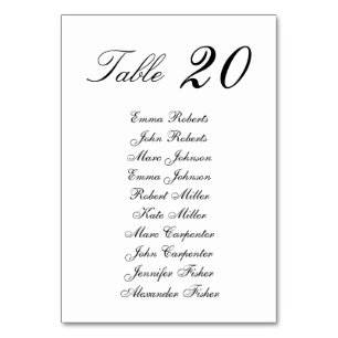 Minimalist Script Wedding Seating Plan Table Number